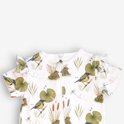 Enterito Corto Niña vuelitos laterales 100% Algodón Pima – Siete Colores y Ranita de Darwin