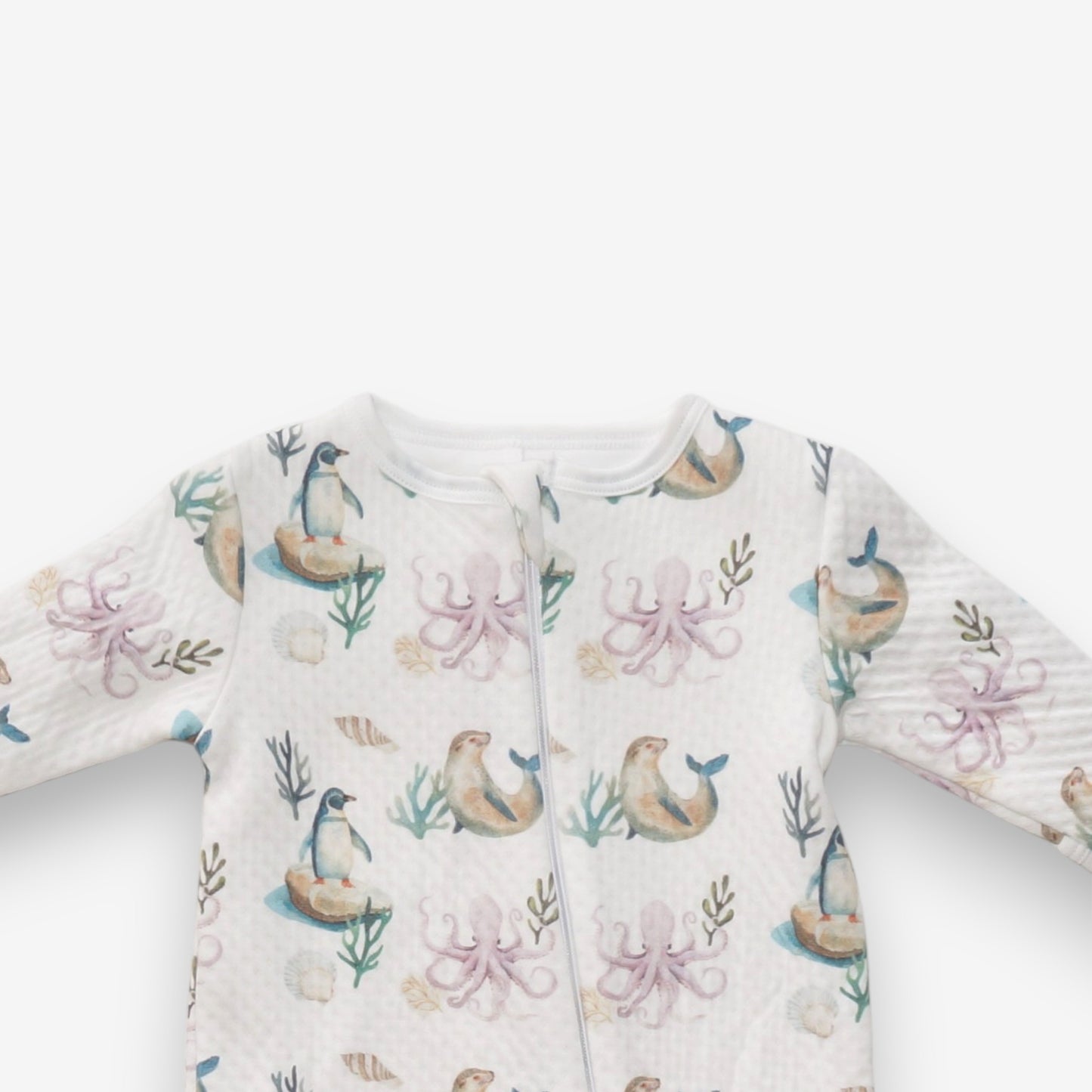 Enterito Largo Bebe Acolchado Jacquard – Pinguino y Calamar