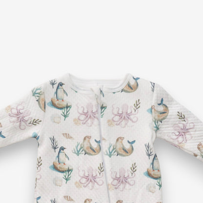 Enterito Largo Bebe Acolchado Jacquard – Pinguino y Calamar