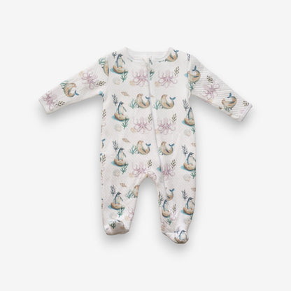 Enterito Largo Bebe Acolchado Jacquard – Pinguino y Calamar