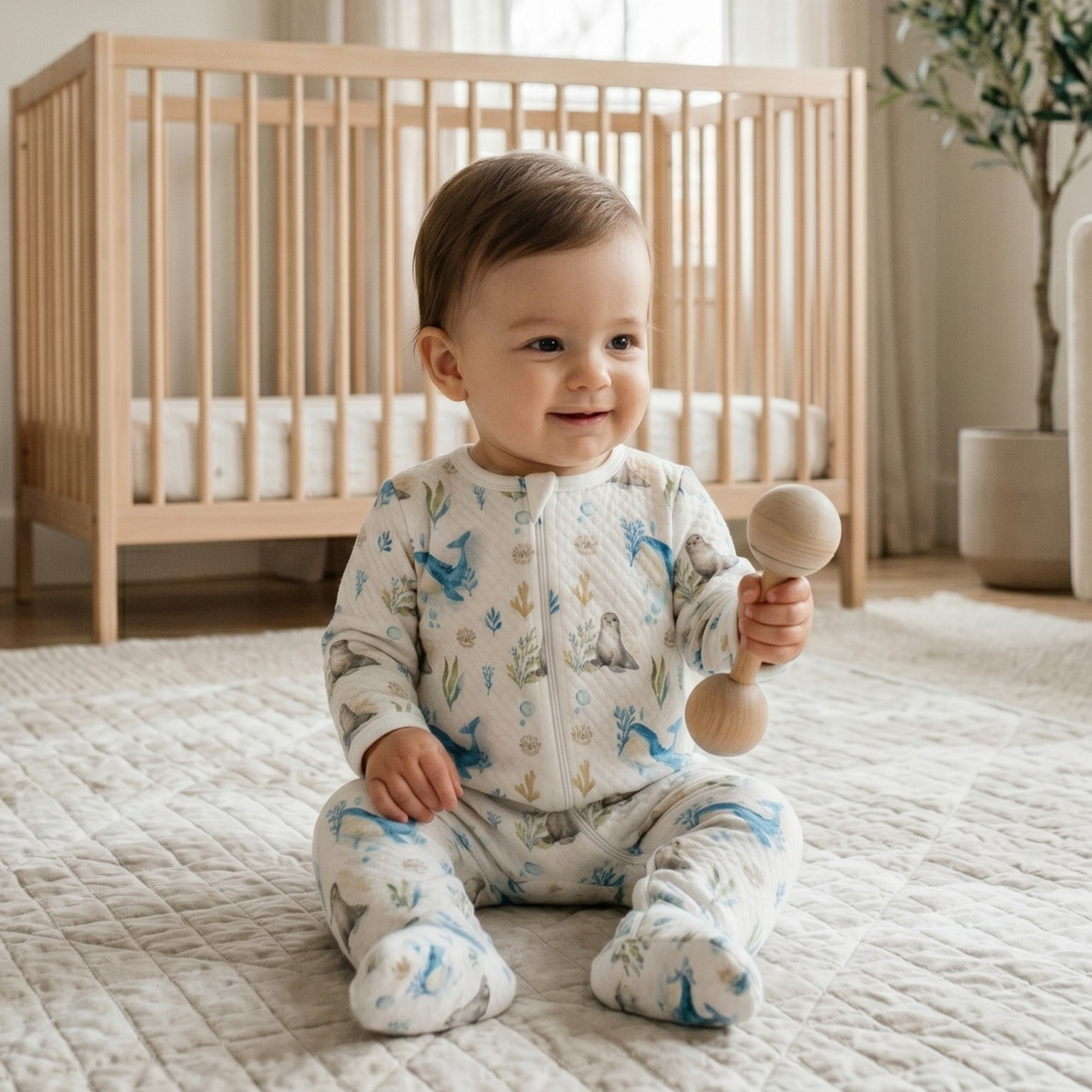 Enterito Largo Bebe Acolchado Jacquard – Ballena Azul