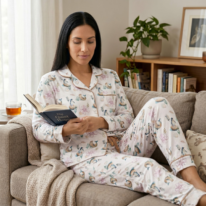 Pijama Largo Mujer Camisa 100% Algodón Pima – Pingüino y Calamar