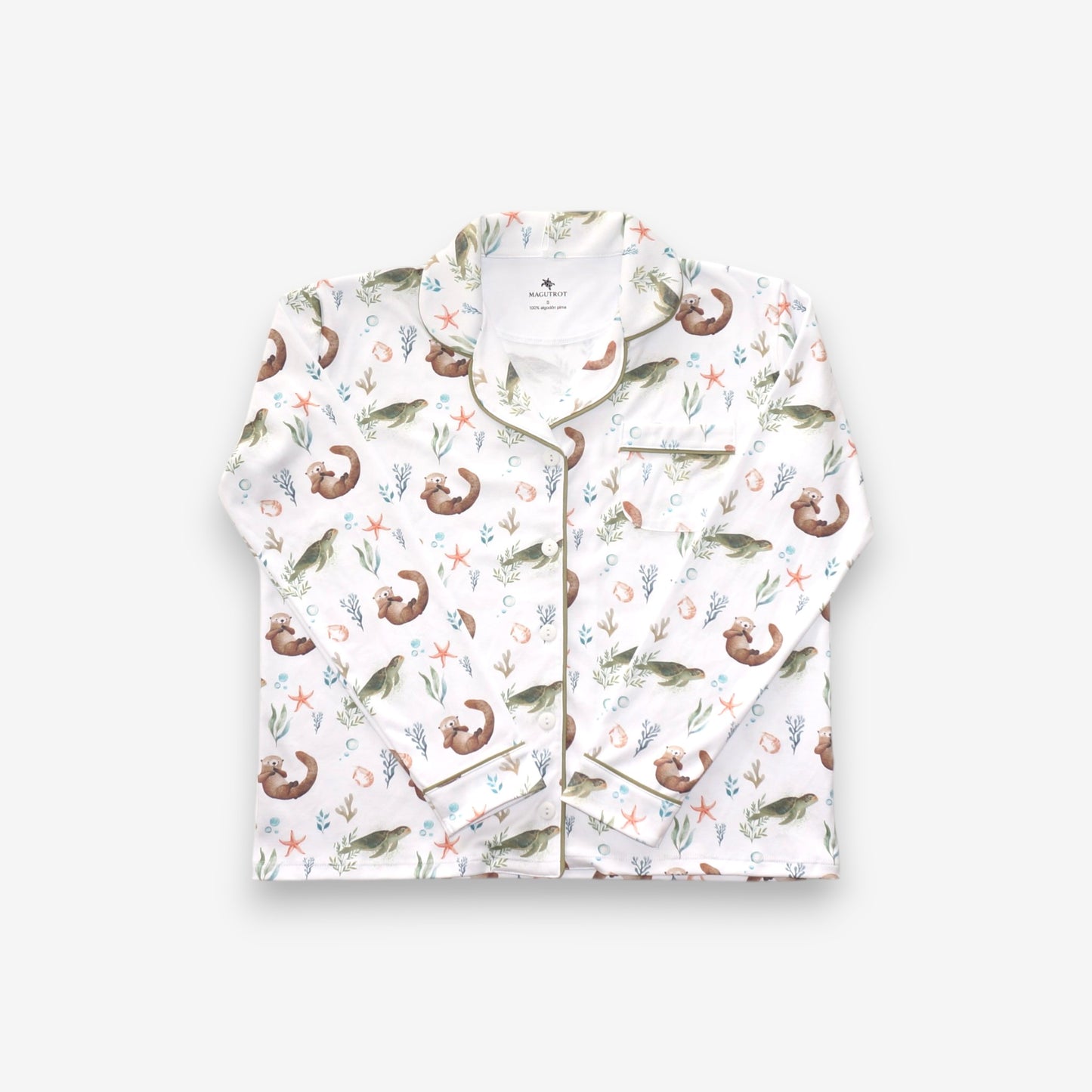 Pijama Largo Mujer Camisa  100% Algodón Pima – Tortuga y Chungungo