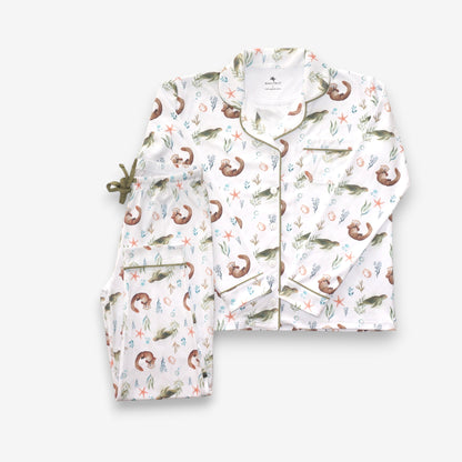 Pijama Largo Mujer Camisa  100% Algodón Pima – Tortuga y Chungungo