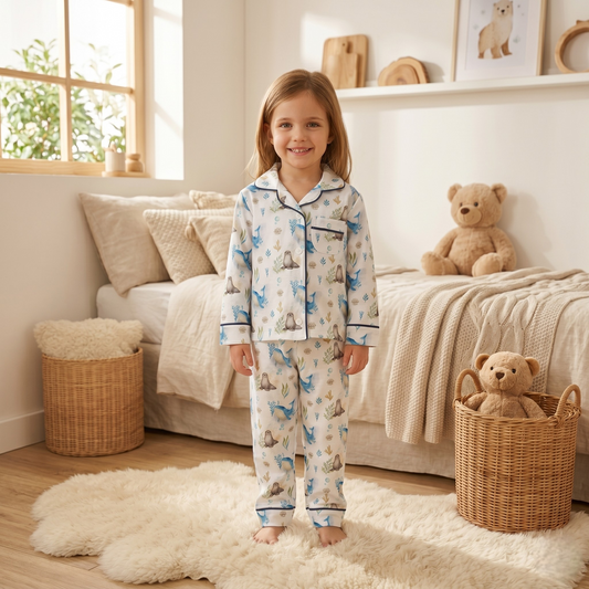 Pijama Largo niña Camisa 100% Algodón Pima – Ballena Azul