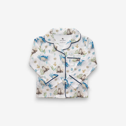 Pijama Largo niña Camisa 100% Algodón Pima – Ballena Azul