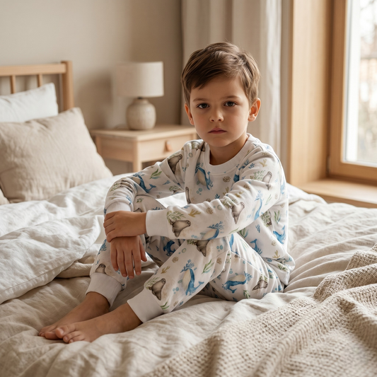 Pijama Largo Infantil Unisex 100% Franela – Ballena Azul