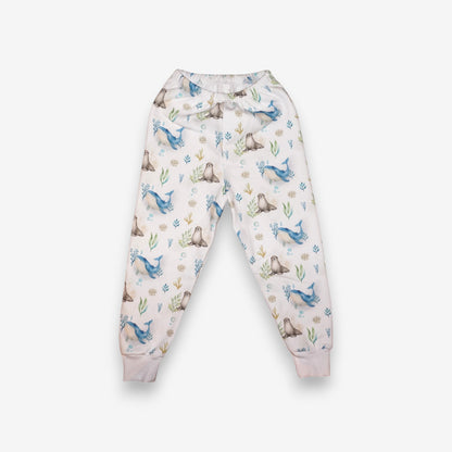 Pijama Largo Infantil Unisex 100% Franela – Ballena Azul