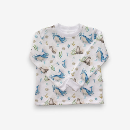 Pijama Largo Infantil Unisex 100% Franela – Ballena Azul