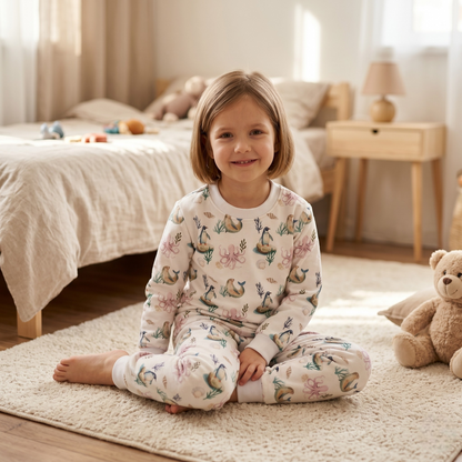 Pijama Largo Infantil Unisex 100% Franela – Pingüino y Calamar
