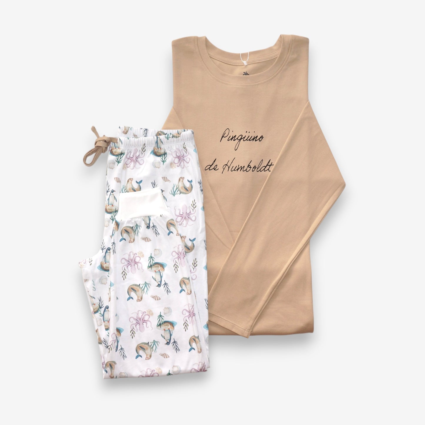 Pijama Largo Hombre 100% Algodón Pima – Pingüino y Calamar