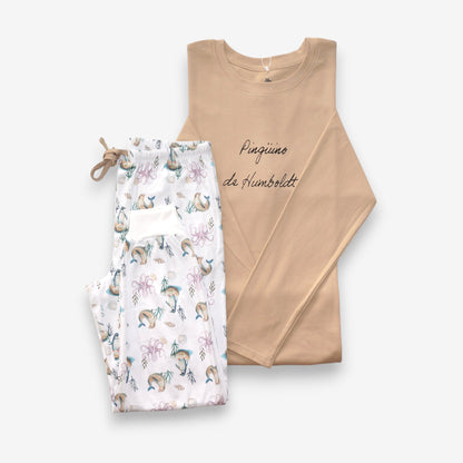 Pijama Largo Hombre 100% Algodón Pima – Pingüino y Calamar