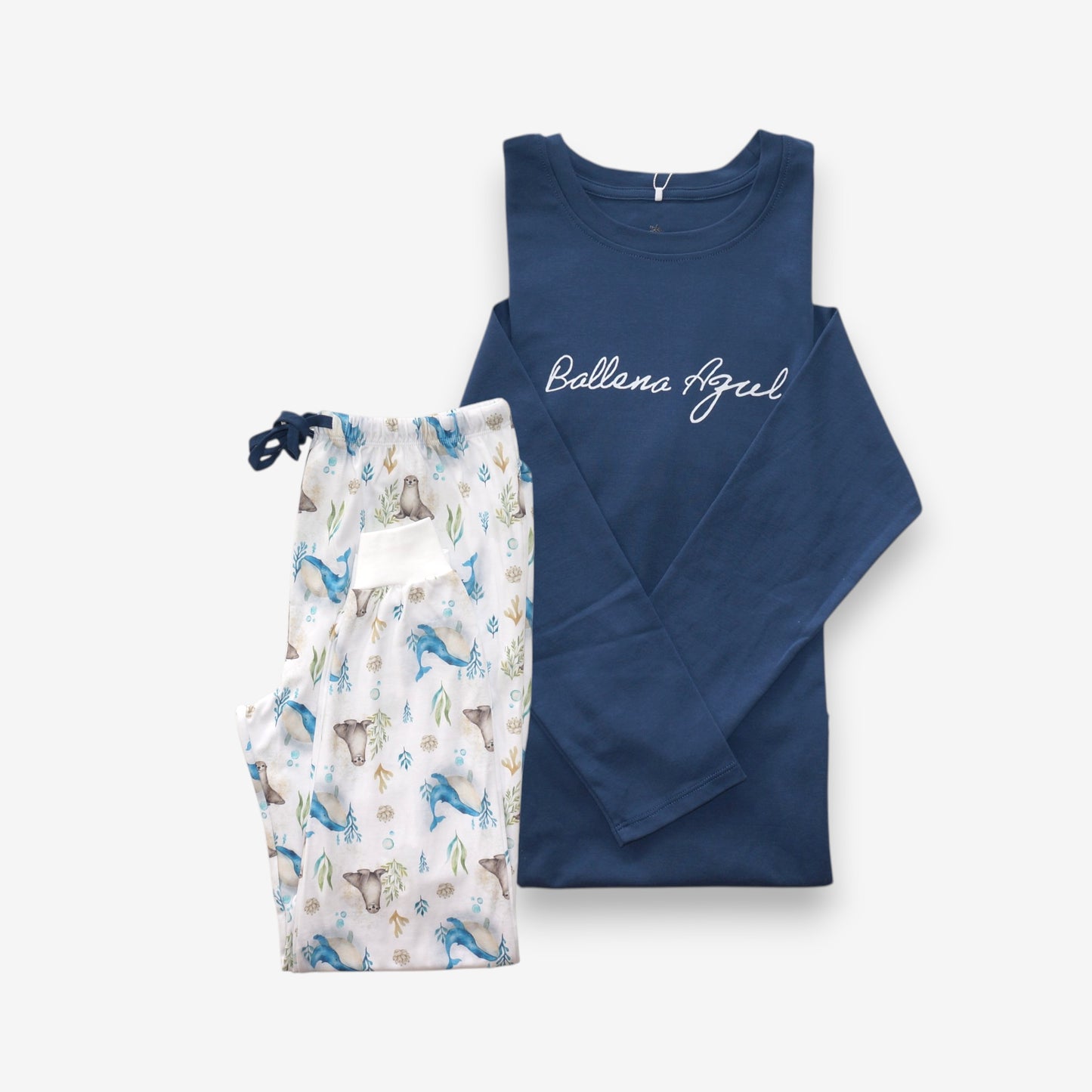 Pijama Largo Hombre 100% Algodón Pima – Ballena Azul