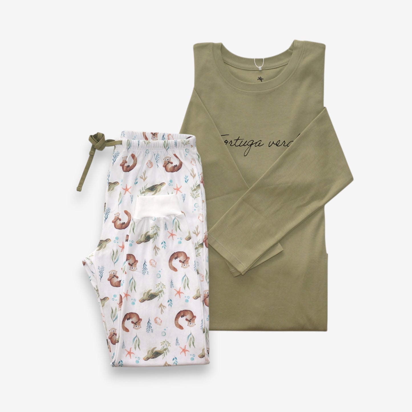 Pijama Largo Hombre 100% Algodón Pima – Tortuga y Chungungo