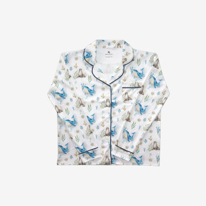 Pijama Largo Mujer Camisa 100% Algodón Pima – Ballena Azul