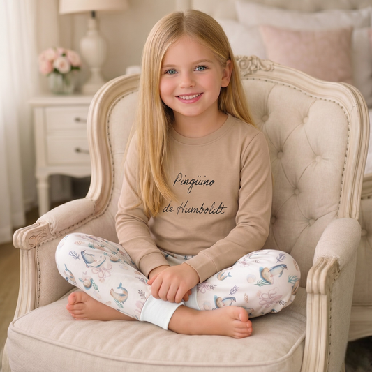 Pijama Largo Infantil Unisex 100% Algodón Pima – Pingüino y Calamar