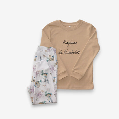 Pijama Largo Infantil Unisex 100% Algodón Pima – Pingüino y Calamar