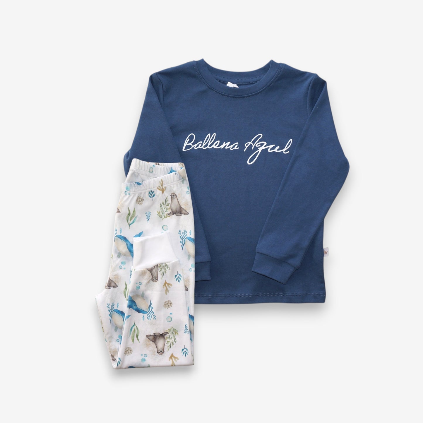 Pijama Largo Infantil Unisex 100% Algodón Pima – Ballena Azul