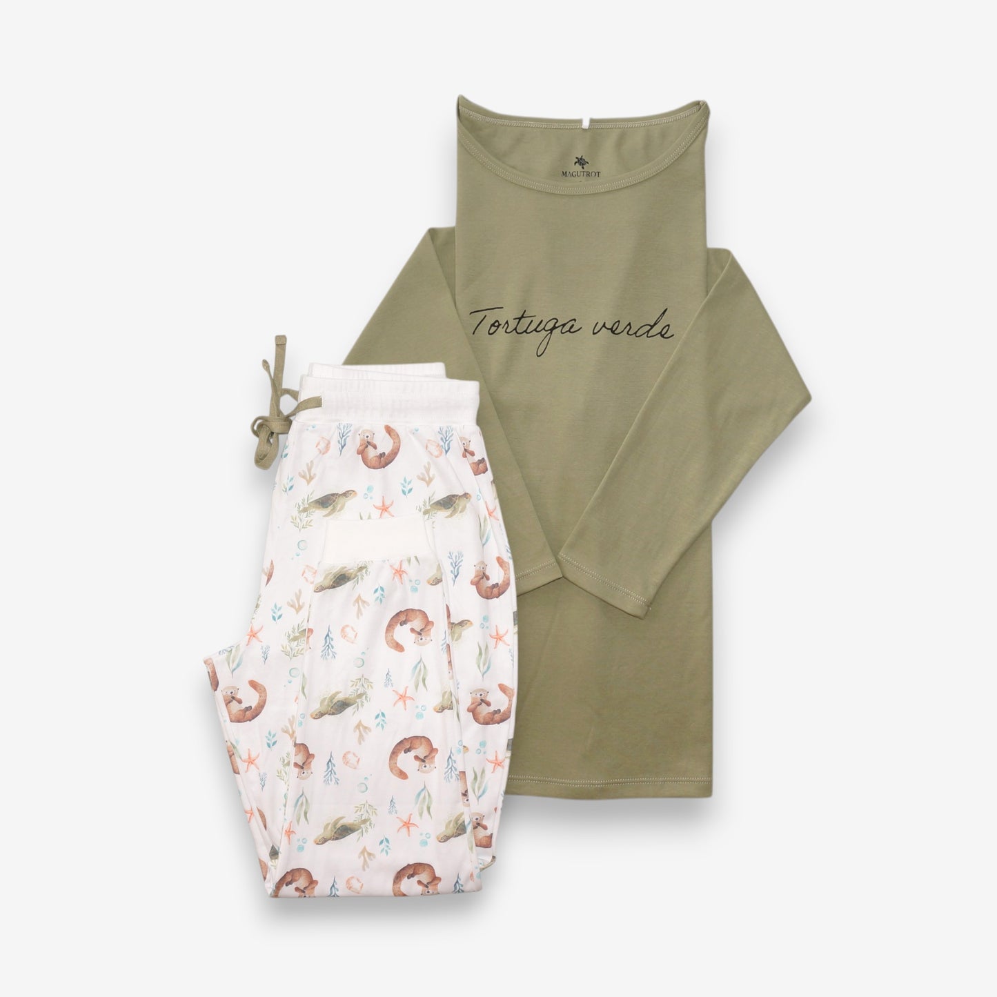 Pijama Largo Mujer Sport 100% Algodón Pima – Tortuga y Chungungo