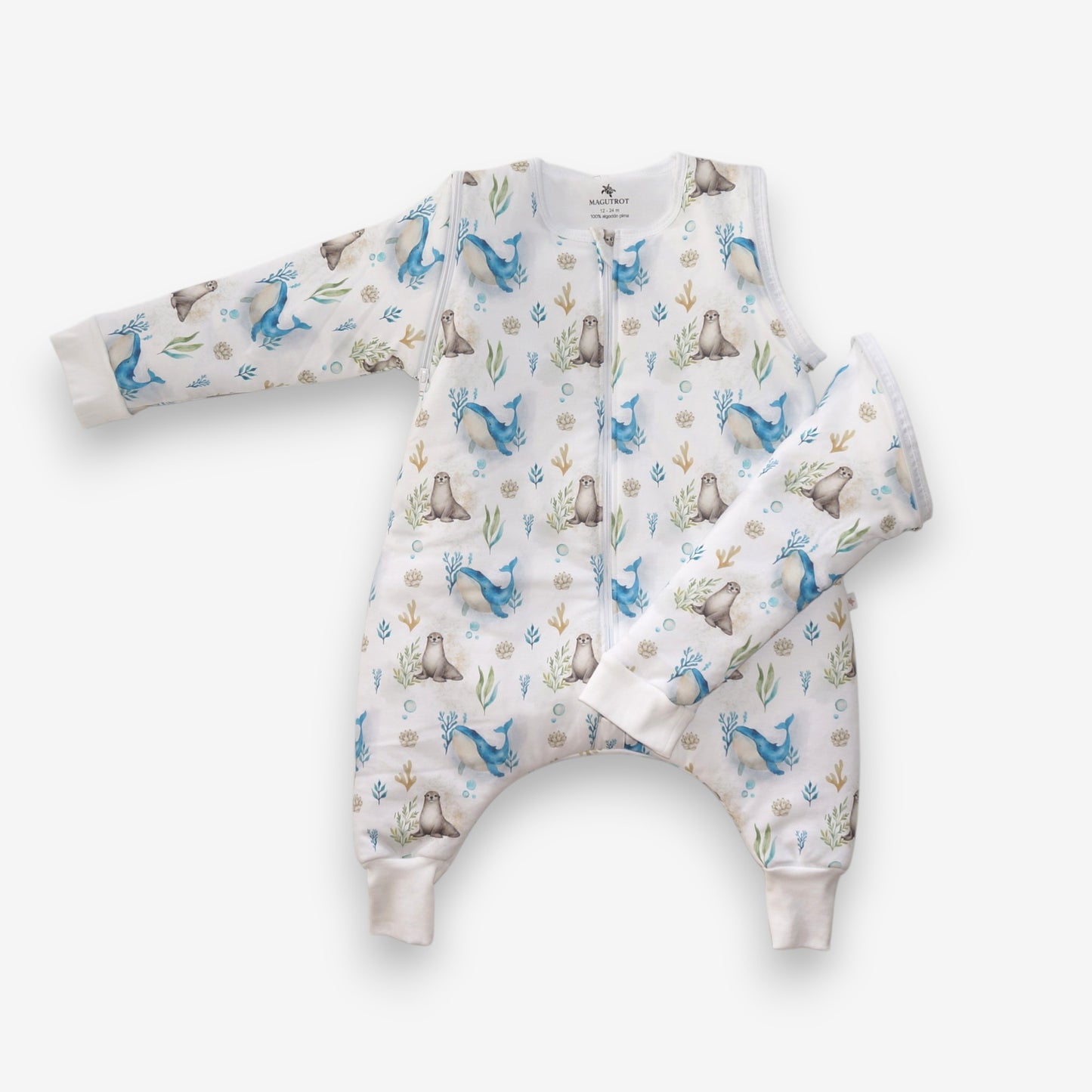 Saquito de Dormir con Pies 2 en 1 Pima – TOG 2.5 Invierno - Ballena Azul