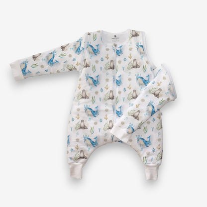 Saquito de Dormir con Pies 2 en 1 Pima – TOG 2.5 Invierno - Ballena Azul