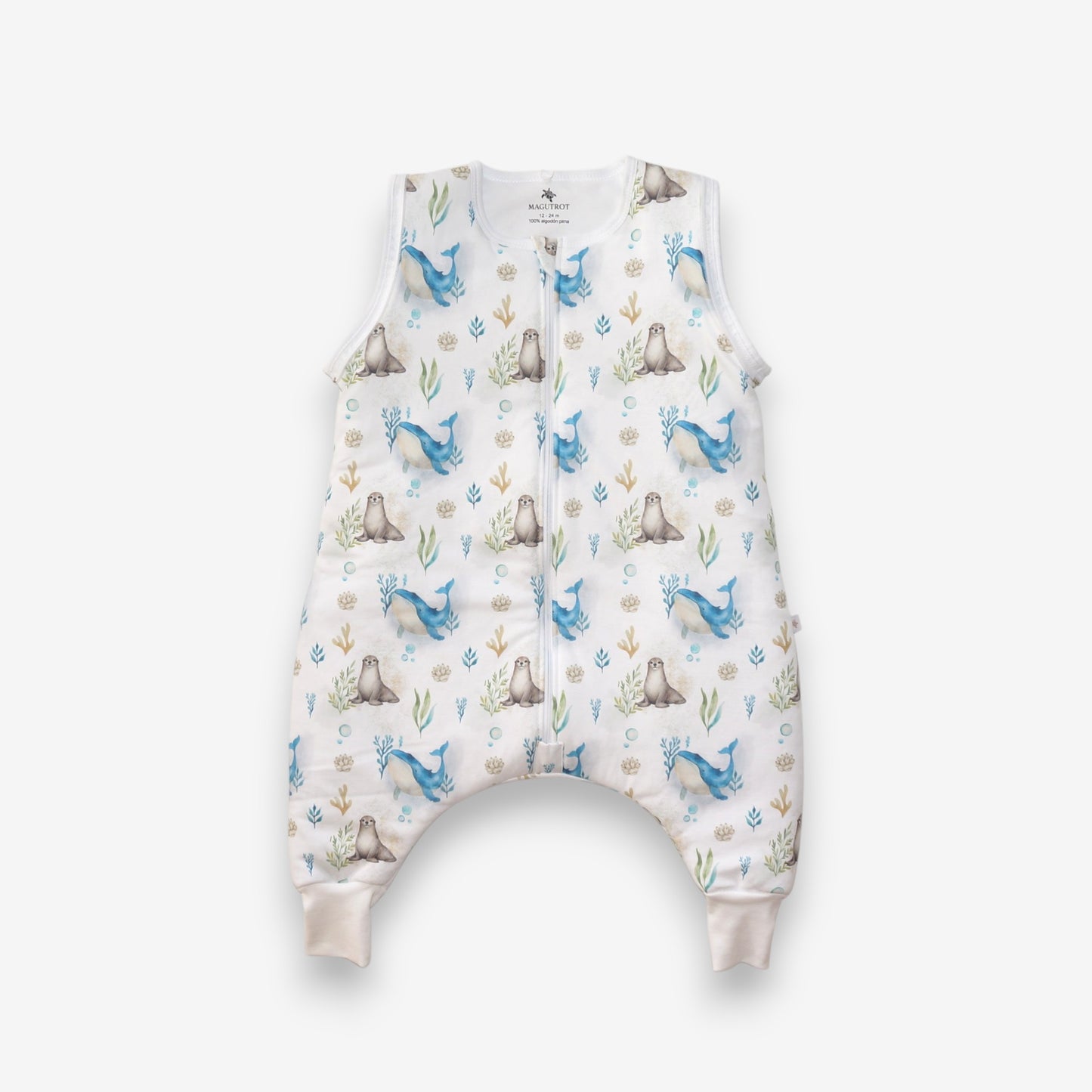 Saquito de Dormir con Pies 2 en 1 Pima – TOG 2.5 Invierno - Ballena Azul