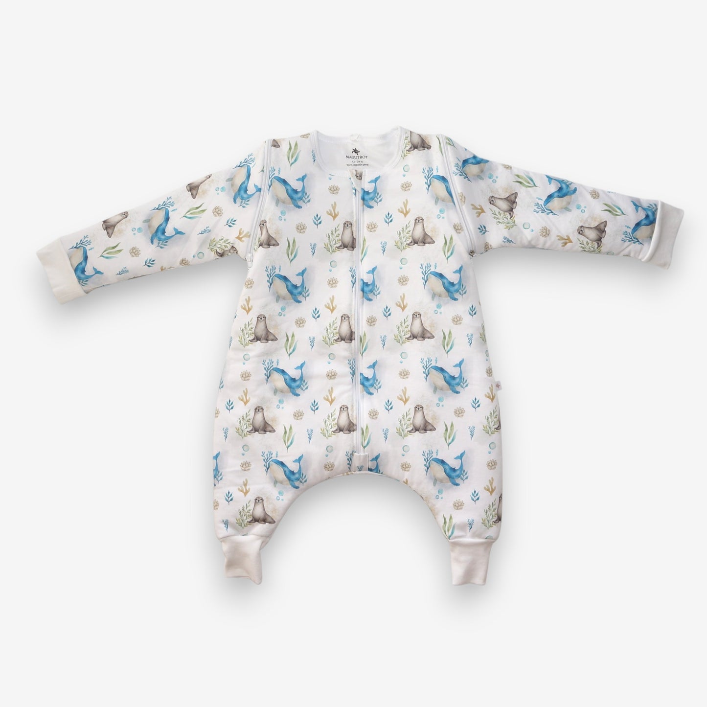 Saquito de Dormir con Pies 2 en 1 Pima – TOG 2.5 Invierno - Ballena Azul