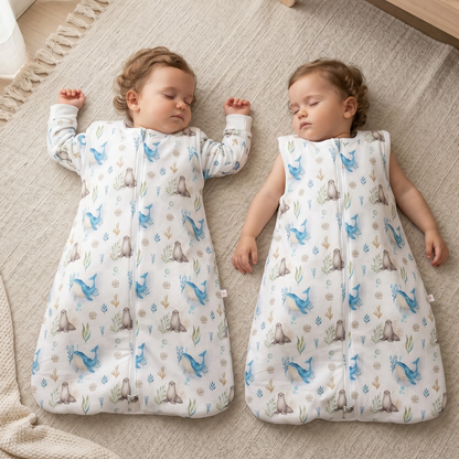 Saquito de Dormir Bebé 2 en 1 Algodón Pima – TOG 2.5 Invierno - Ballena Azul