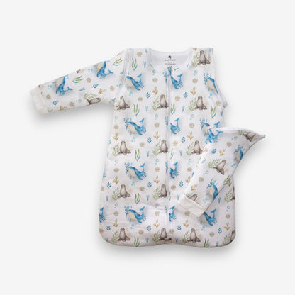 Saquito de Dormir Bebé 2 en 1 Algodón Pima – TOG 2.5 Invierno - Ballena Azul