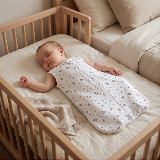 Saquito de Dormir Redondo Algodón Pima – Hojas & Olivo (Primavera - Verano)