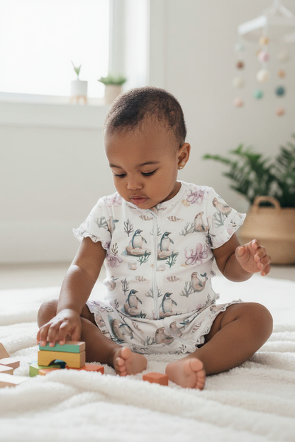 Enterito Corto Niña 100% Algodón Pima – Pingüino y Calamar