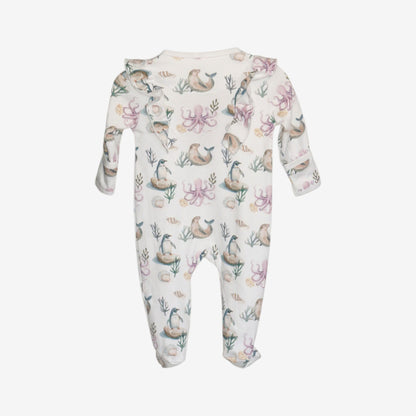 Enterito Largo Niña 100% Algodón Pima Vuelitos Frontales – Pingüino y Calamar