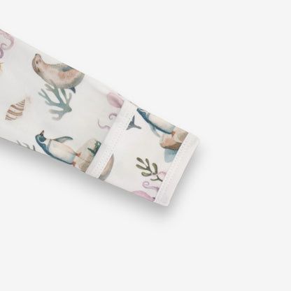 Enterito Largo Niña 100% Algodón Pima Vuelitos Frontales – Pingüino y Calamar