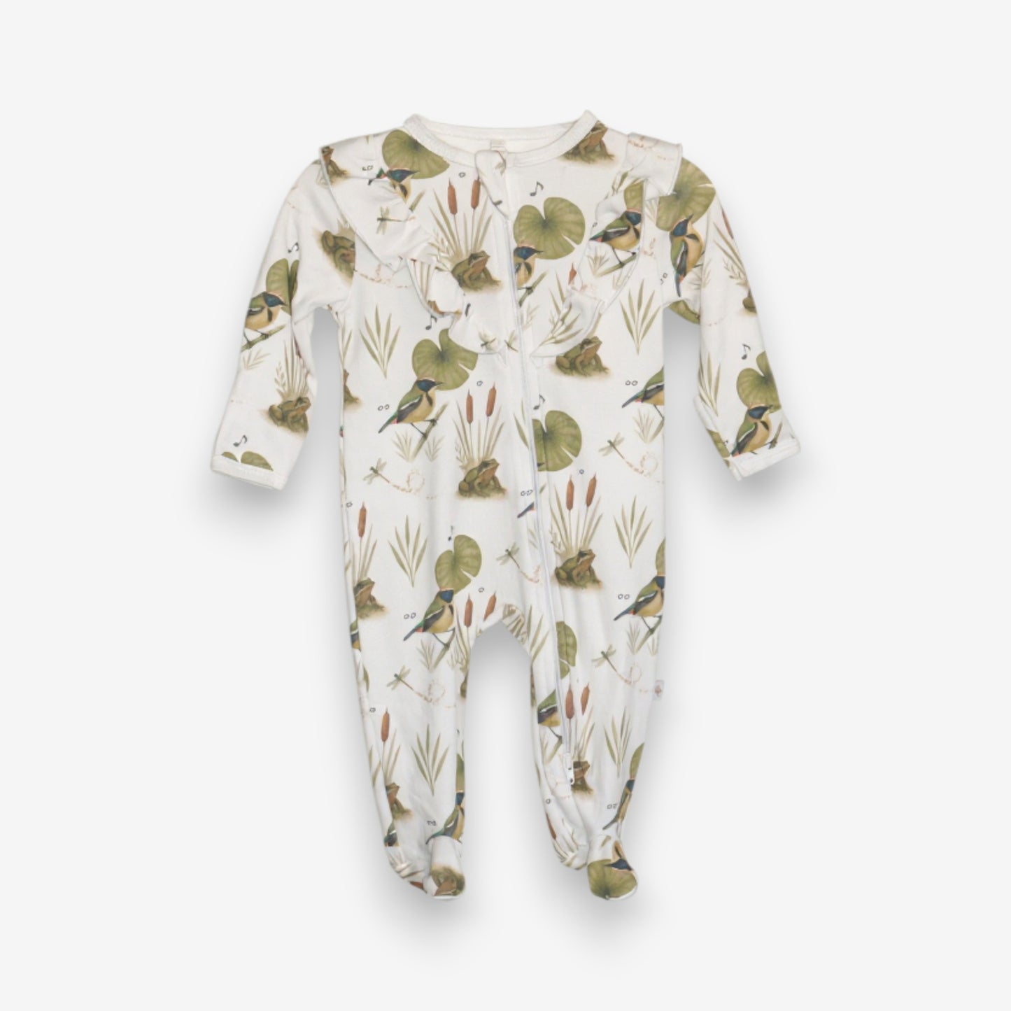 Enterito Largo Niña 100% Algodón Pima Vuelitos Frontales – Siete Colores y Ranita de Darwin