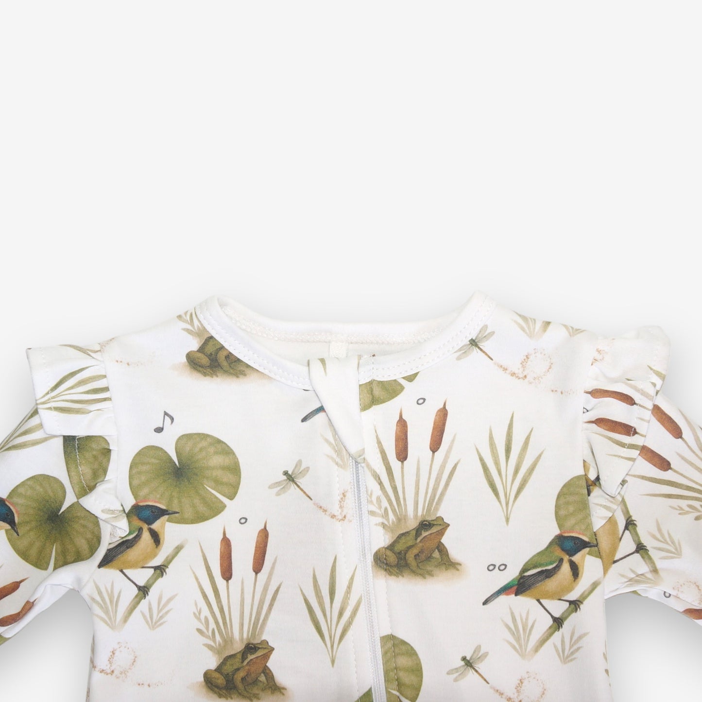 Enterito Largo Niña 100% Algodón Pima Vuelitos Laterales – Siete Colores y Ranita de Darwin