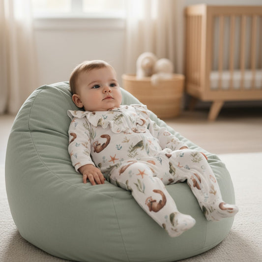 Enterito Largo Niña 100% Algodón Pima Vuelitos Frontales – Tortuga y Chungungo