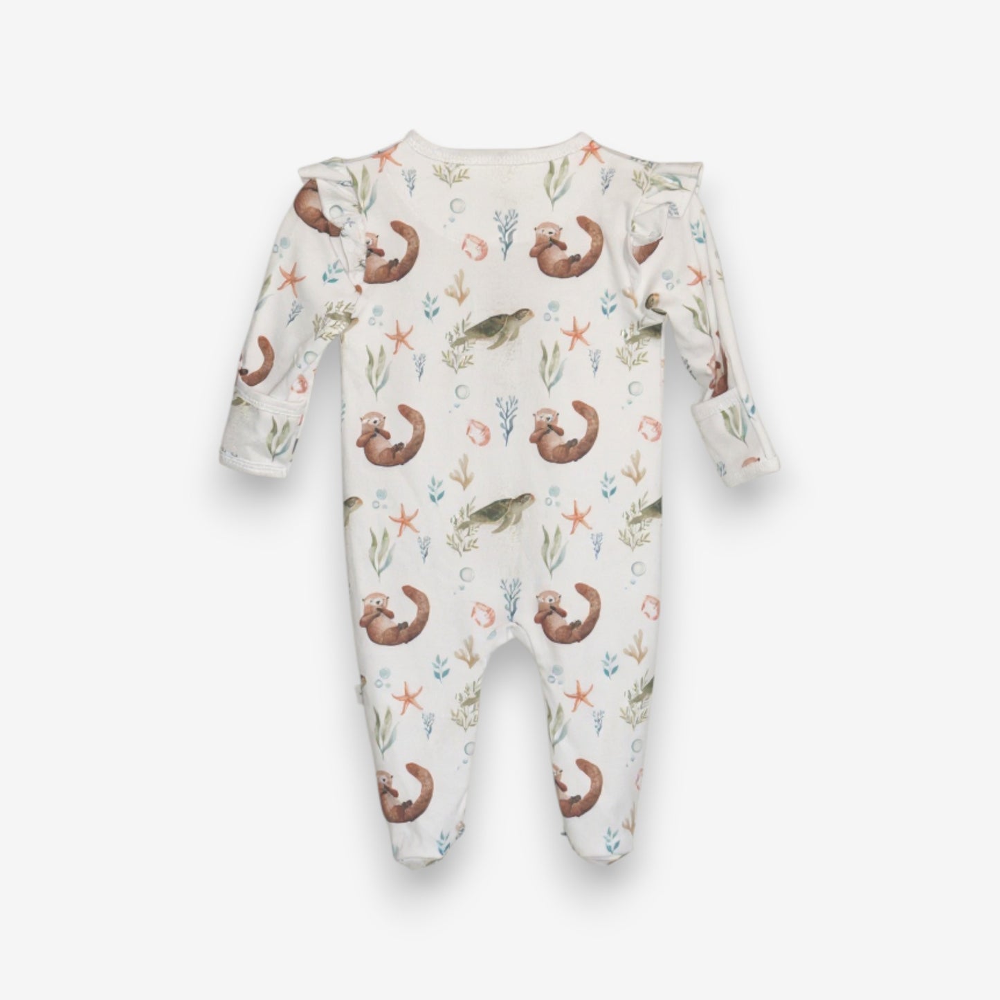 Enterito Largo Niña 100% Algodón Pima Vuelitos Laterales – Tortuga y Chungungo