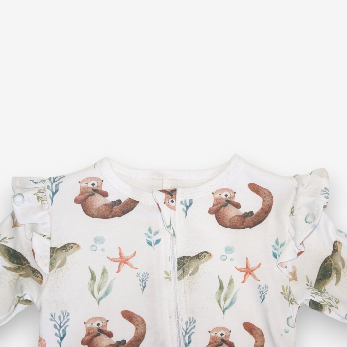 Enterito Largo Niña 100% Algodón Pima Vuelitos Laterales – Tortuga y Chungungo