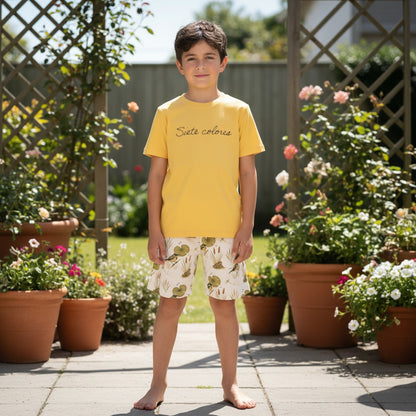 Pijama Niño 100% Algodón Pima – Siete Colores y Ranita de Darwin