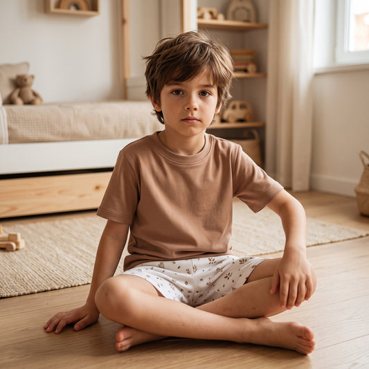 Pijama Corto Niño 100% Algodón Pima – Hojas & Olivo