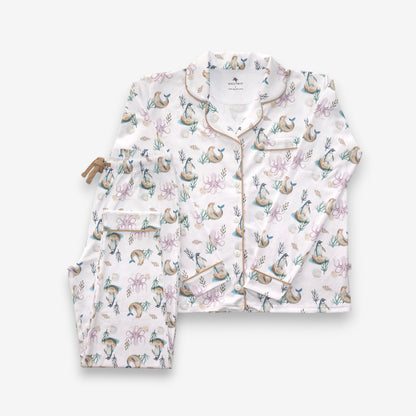 Pijama Largo Mujer Camisa 100% Algodón Pima – Pingüino y Calamar