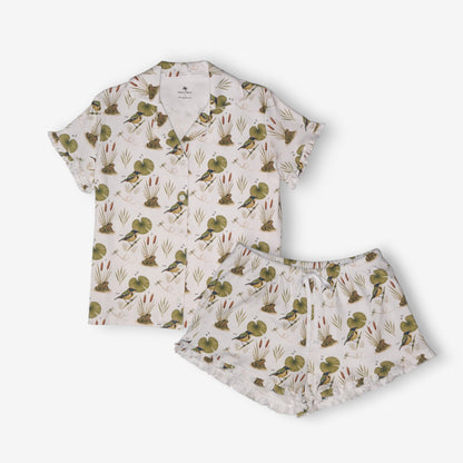 Pijama Mujer Camisa 100% Algodón Pima – Siete Colores y Ranita de Darwin