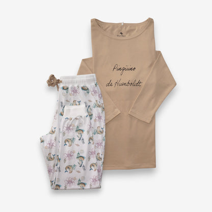 Pijama Largo Mujer Sport 100% Algodón Pima – Pingüino y Calamar