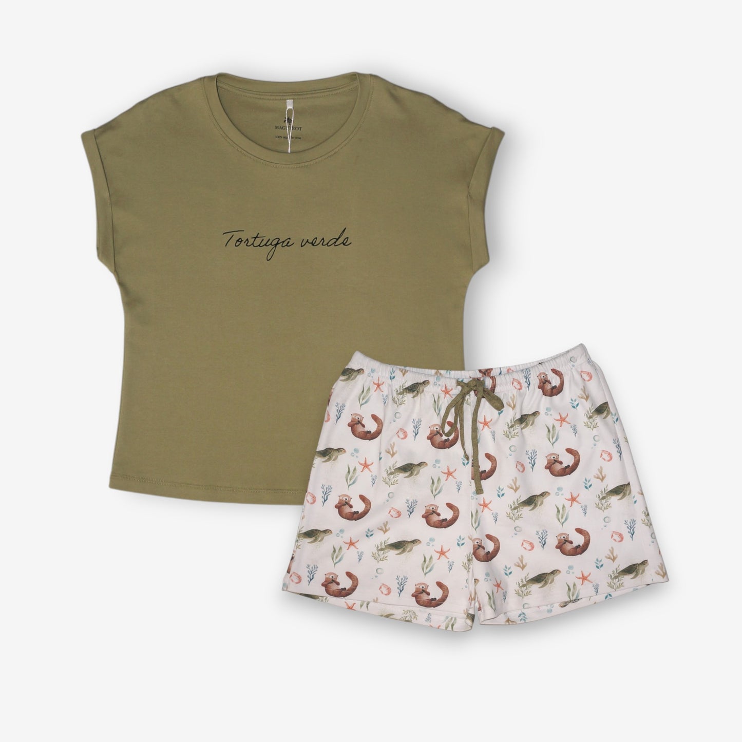 Pijama Mujer 100% Algodón Pima – Tortuga y Chungungo