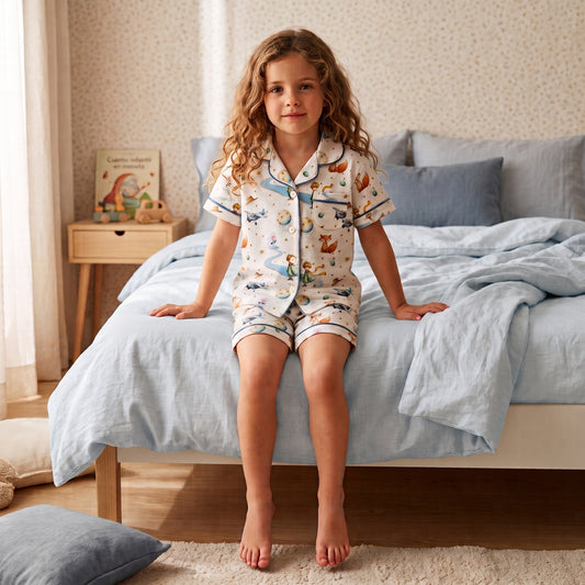 Pijama Corto Niña Camisa 100% Algodón Pima – Viajero de las Estrellas