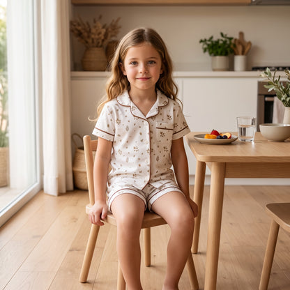 Pijama Corto Niña Camisa 100% Algodón Pima – Hojas & Olivo