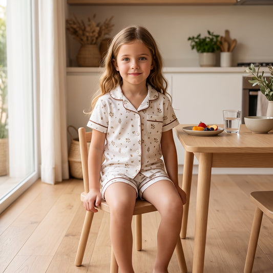 Pijama Corto Niña Camisa 100% Algodón Pima – Hojas & Olivo