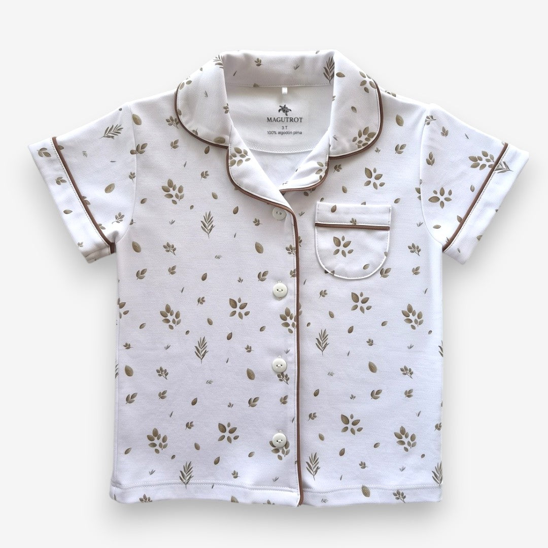 Pijama Corto Niña Camisa 100% Algodón Pima – Hojas & Olivo