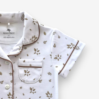Pijama Corto Niña Camisa 100% Algodón Pima – Hojas & Olivo