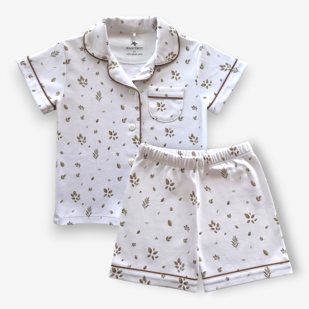 Pijama Corto Niña Camisa 100% Algodón Pima – Hojas & Olivo